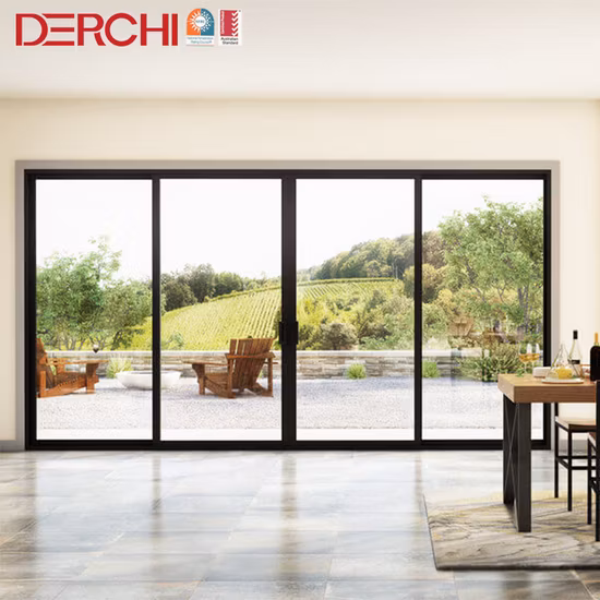 Powder Coated Black Color Size Customized Large Glass Aluminium Sliding Door Price List